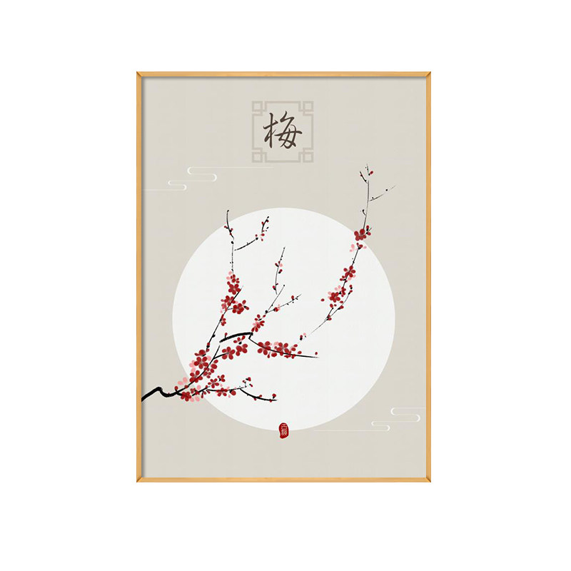 梅兰竹菊新中式电表箱装饰画竖款免打孔遮挡配电箱弱电箱餐厅挂画