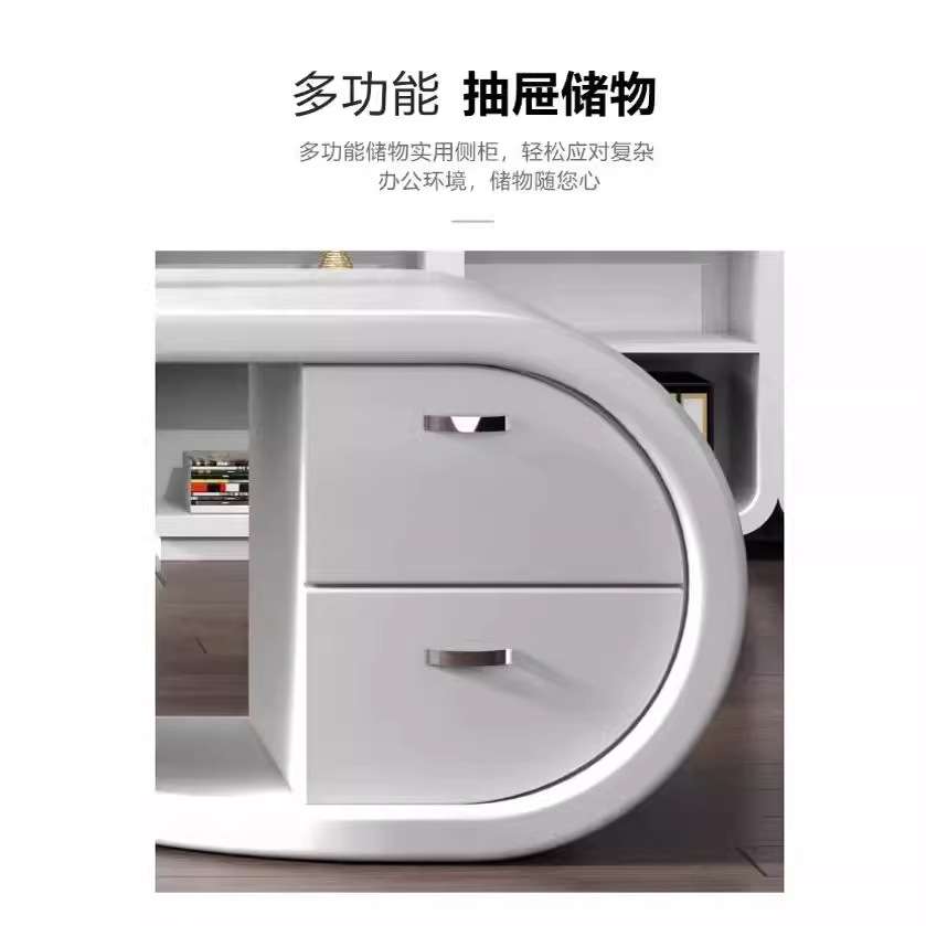 老板桌纯白色钢琴烤漆高端创意主管总裁董事长经理现代时尚大班台