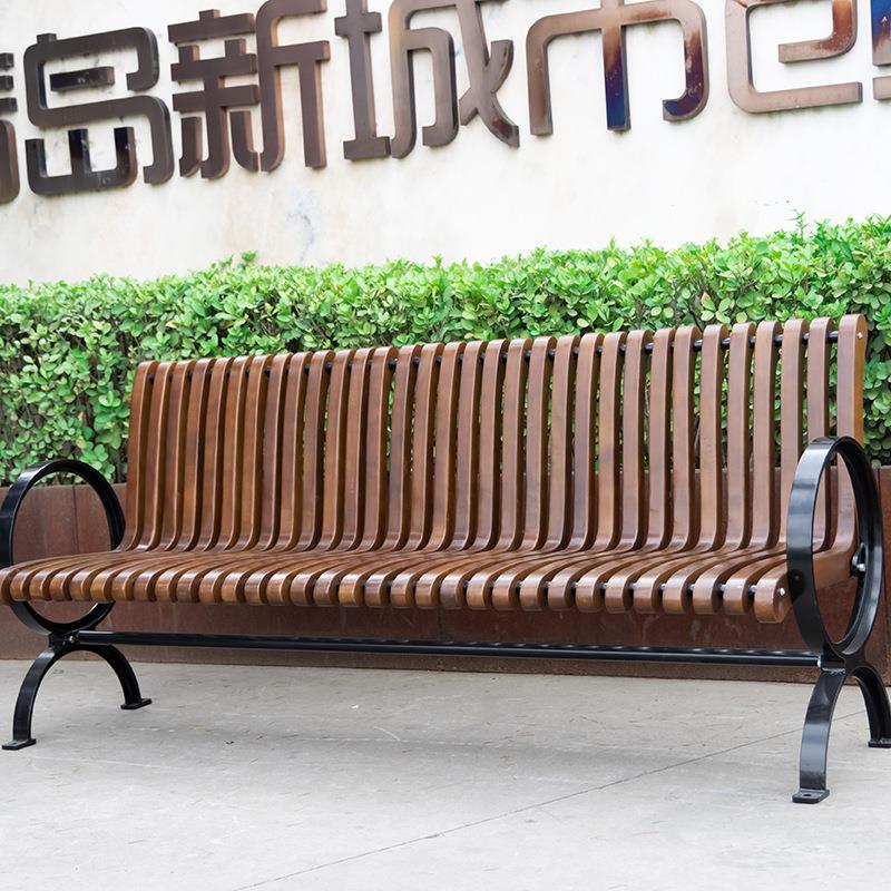 公椅子园户外靠观背长铁艺座椅休闲椅商场景座椅BZY-134-椅厂家