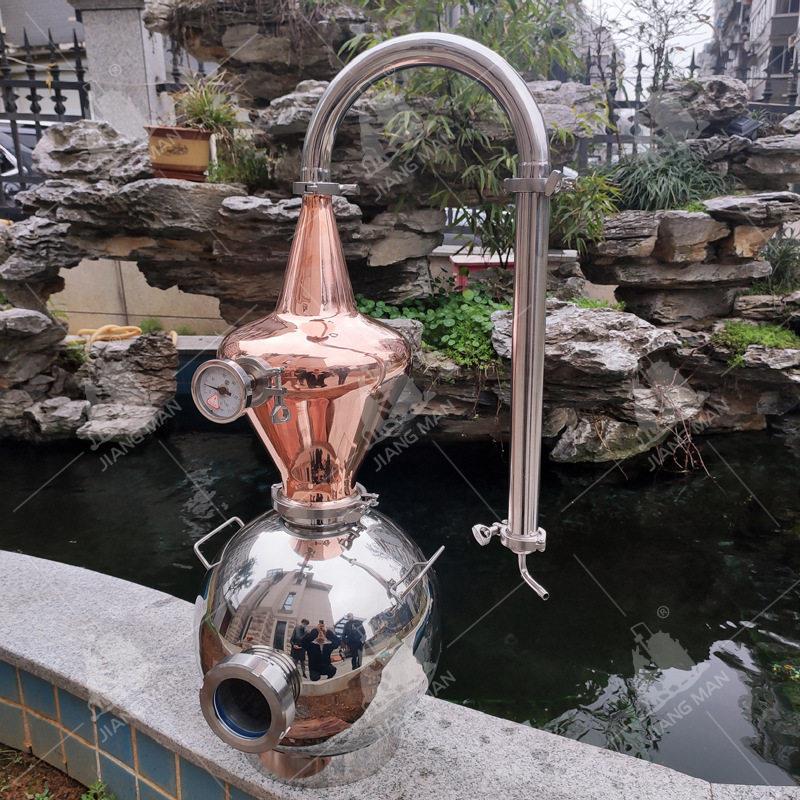 小型料精品酿尺酒设备铜制式蒸馏壶器香精油提取设备寸JM-HSL-定