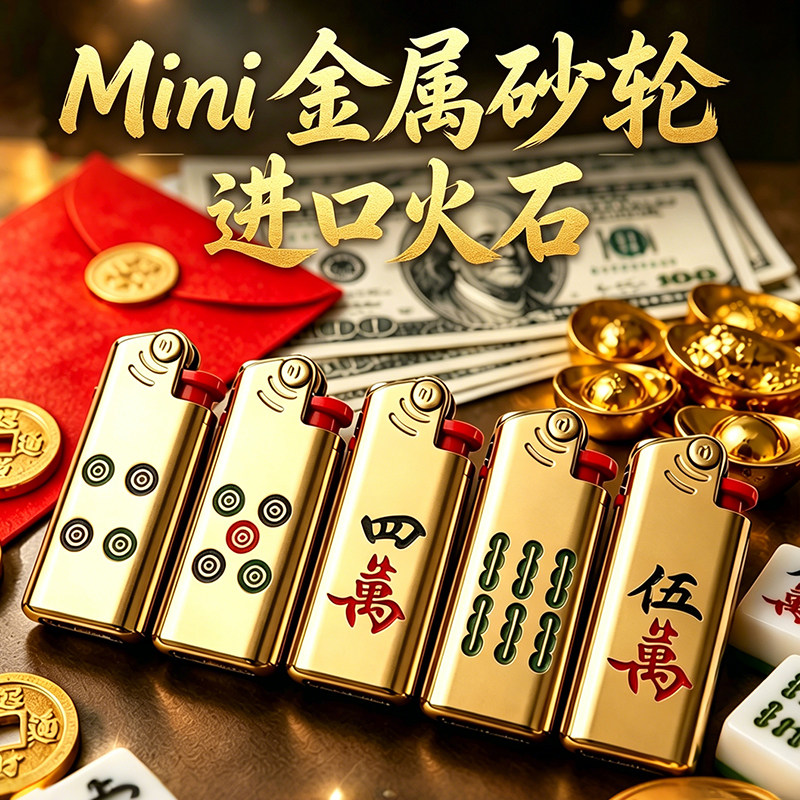 砂轮打火机金属加厚充气耐用2026年新款金色麻将正品批发