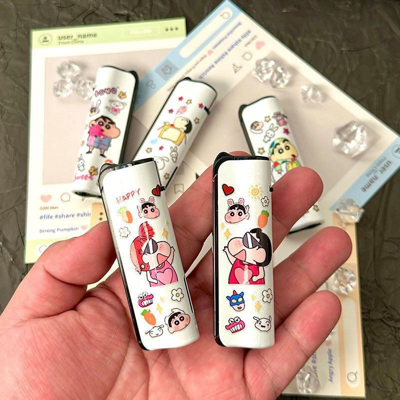 新款高颜值卡通充气防风打火机定制订做印字批发蜡笔小新网红新款