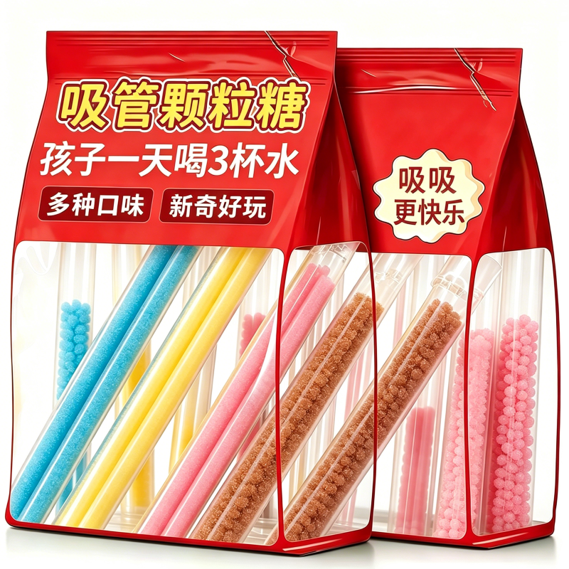水果味魔力吸管糖果味牛奶伴侣网红变味吸管颗粒糖孩子喝水神器