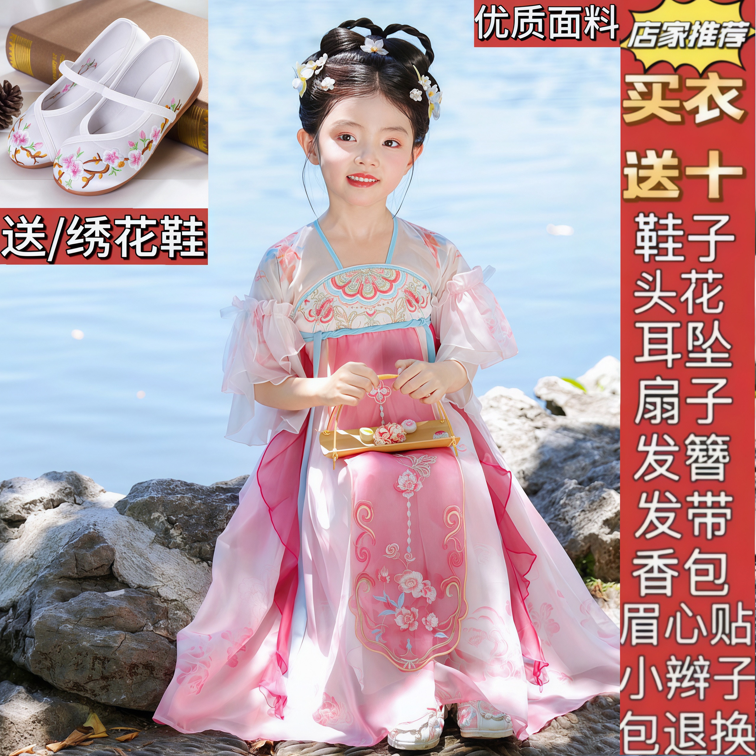 汉服女童2026新款夏款儿童高端超仙礼服裙女孩古风飘逸公主连衣裙