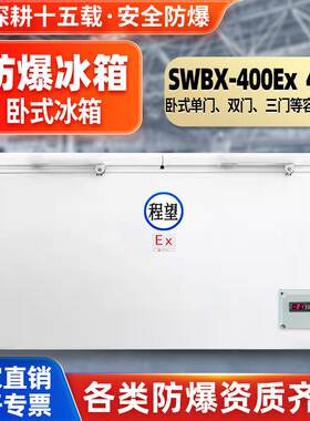 程望卧式防爆冰柜400L升化工化学品高校实验室冷冻试验箱防爆冷柜