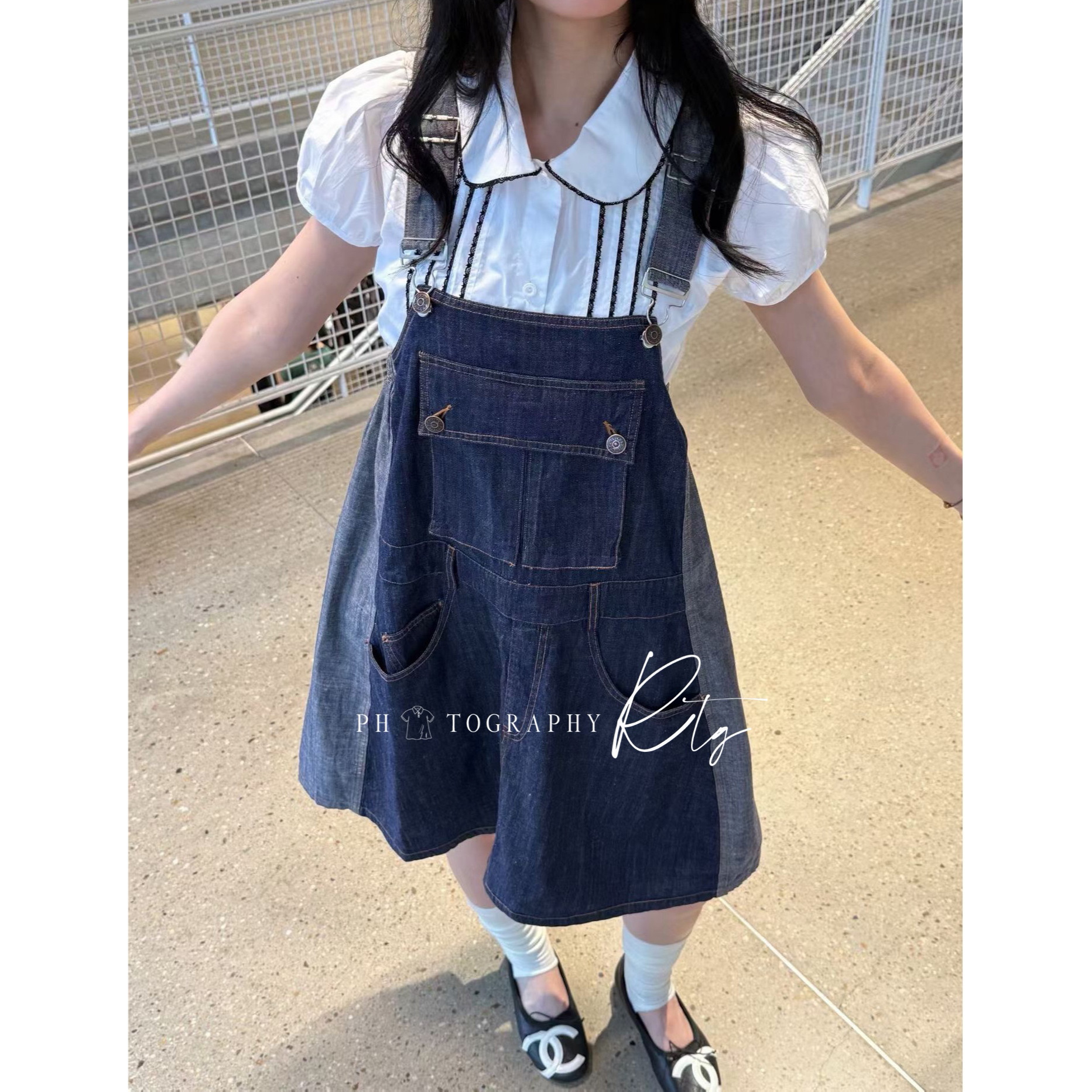 Rtg Clothing新款设计师小众原单正品棉麻牛仔背带裙