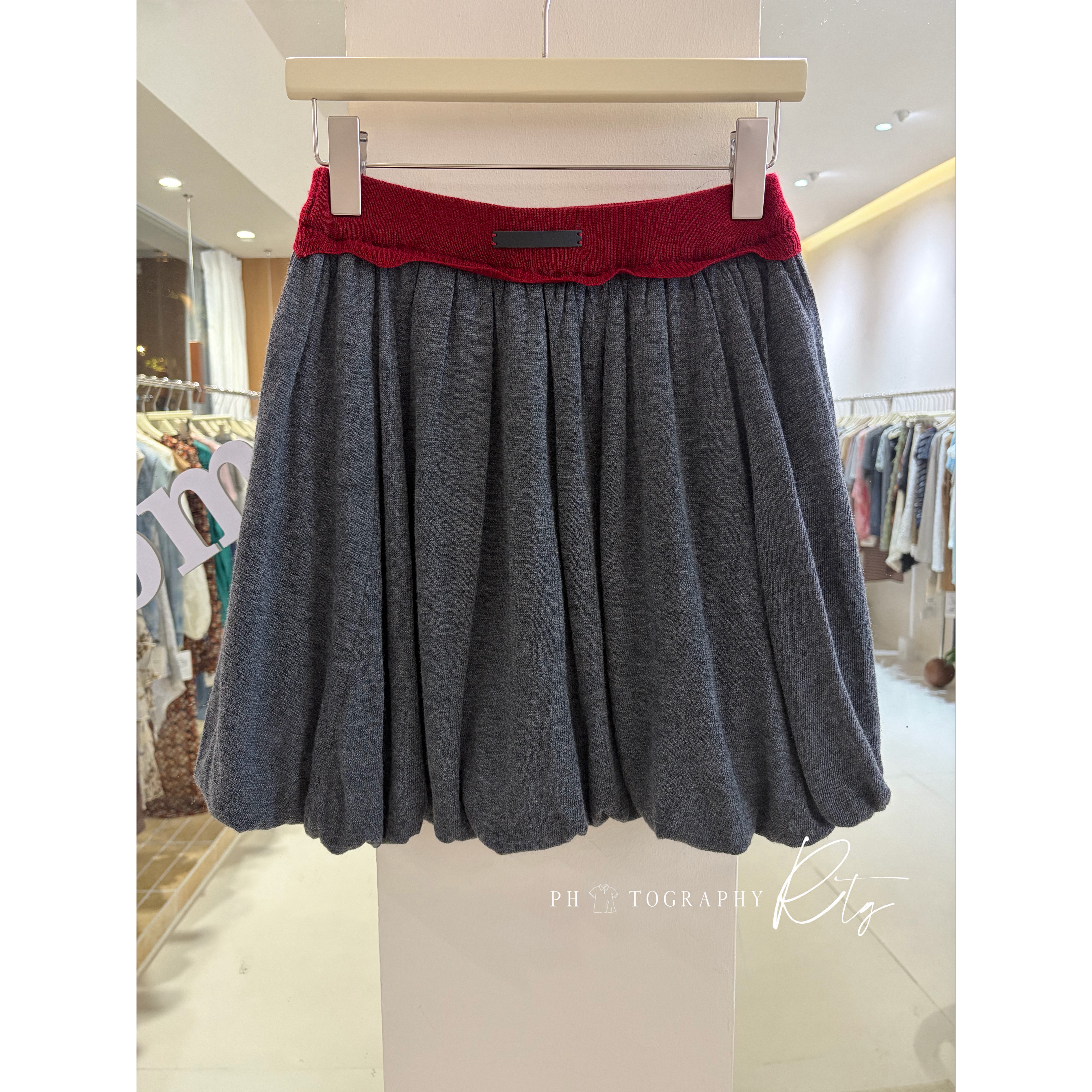 Rtg Clothing新款小众设计师款原单正品羊毛混纺花苞泡泡半身裙