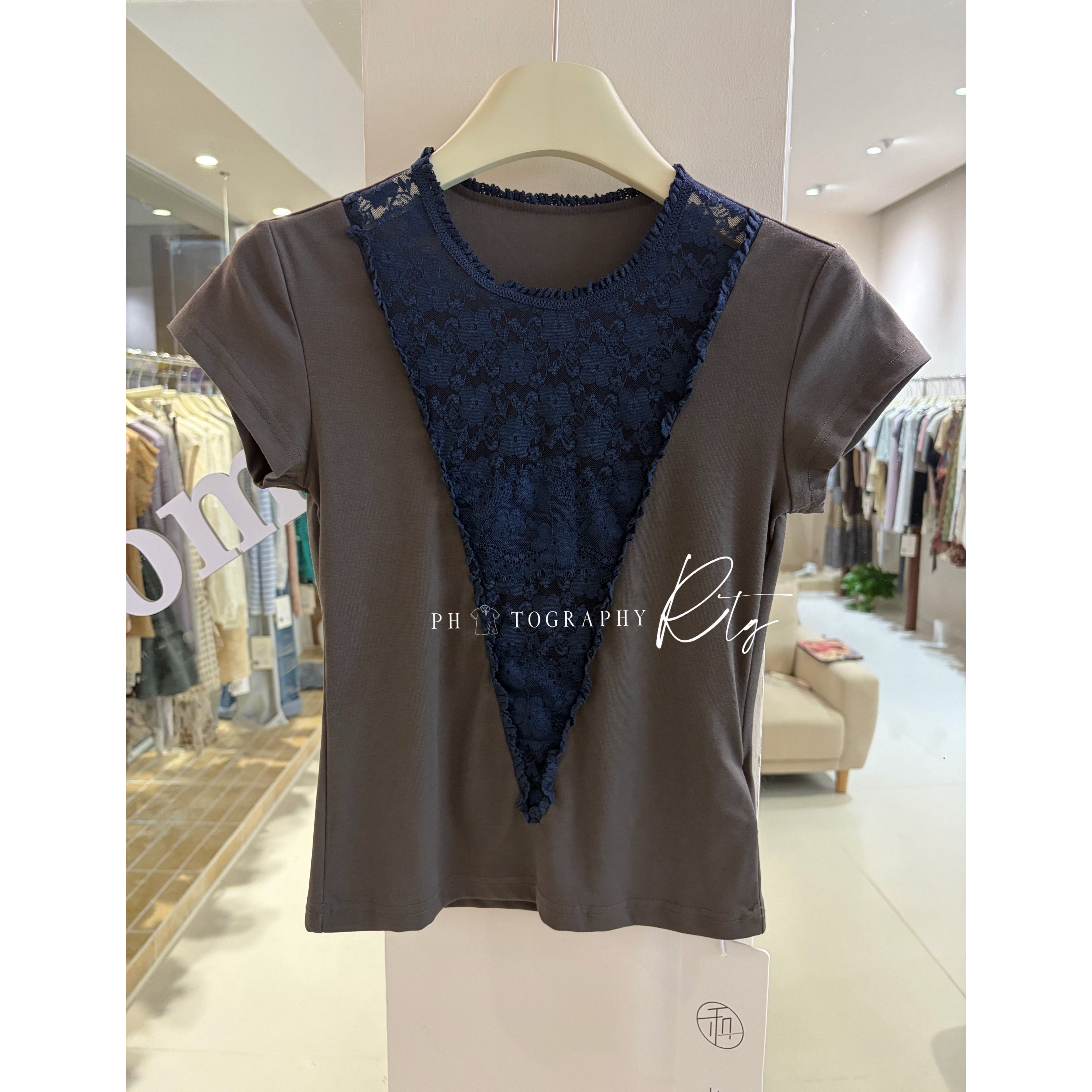 Rtg Clothing 新款小众设计师款原单正品柔软蕾丝短款短袖T恤