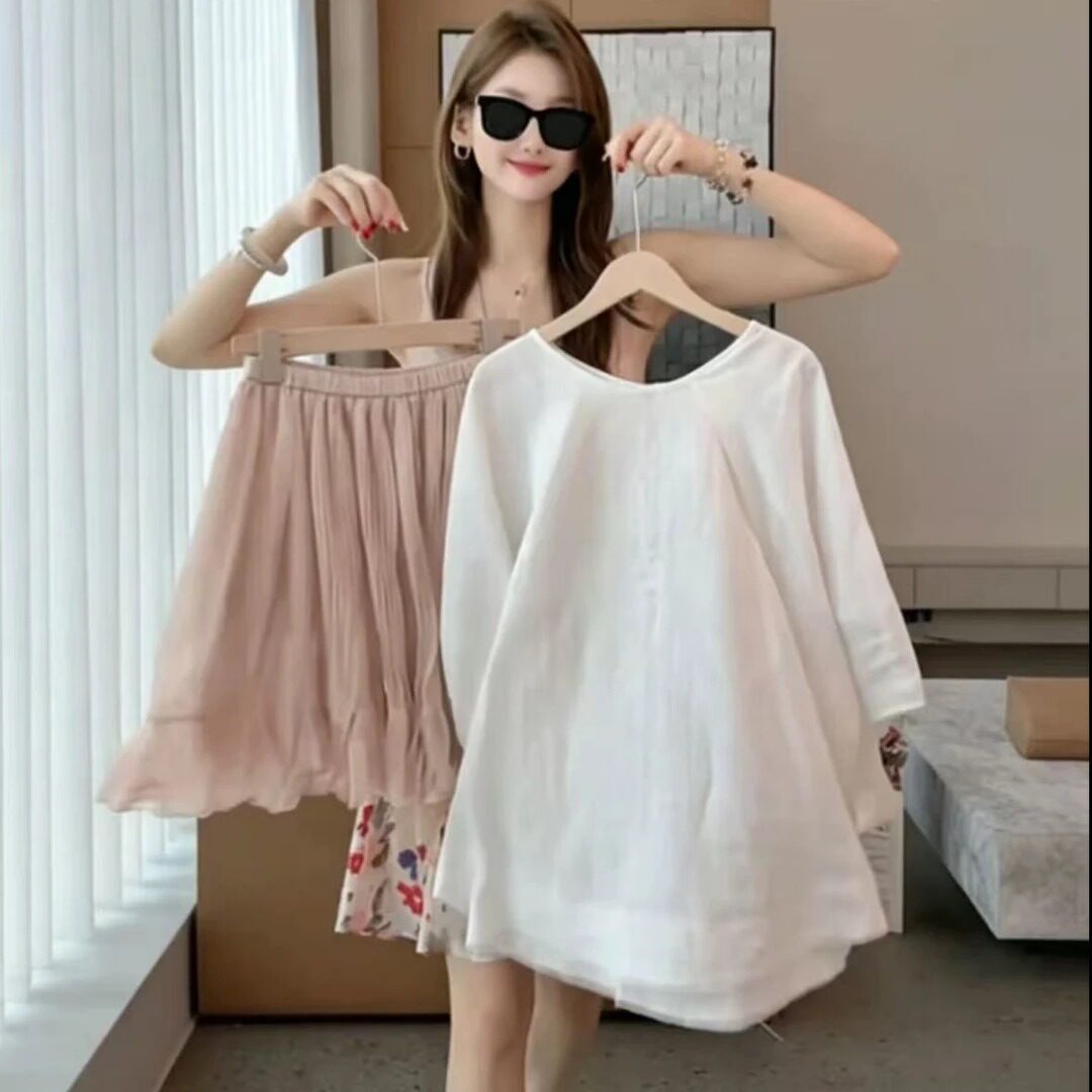 夏季新款时尚减龄短裙两件套女