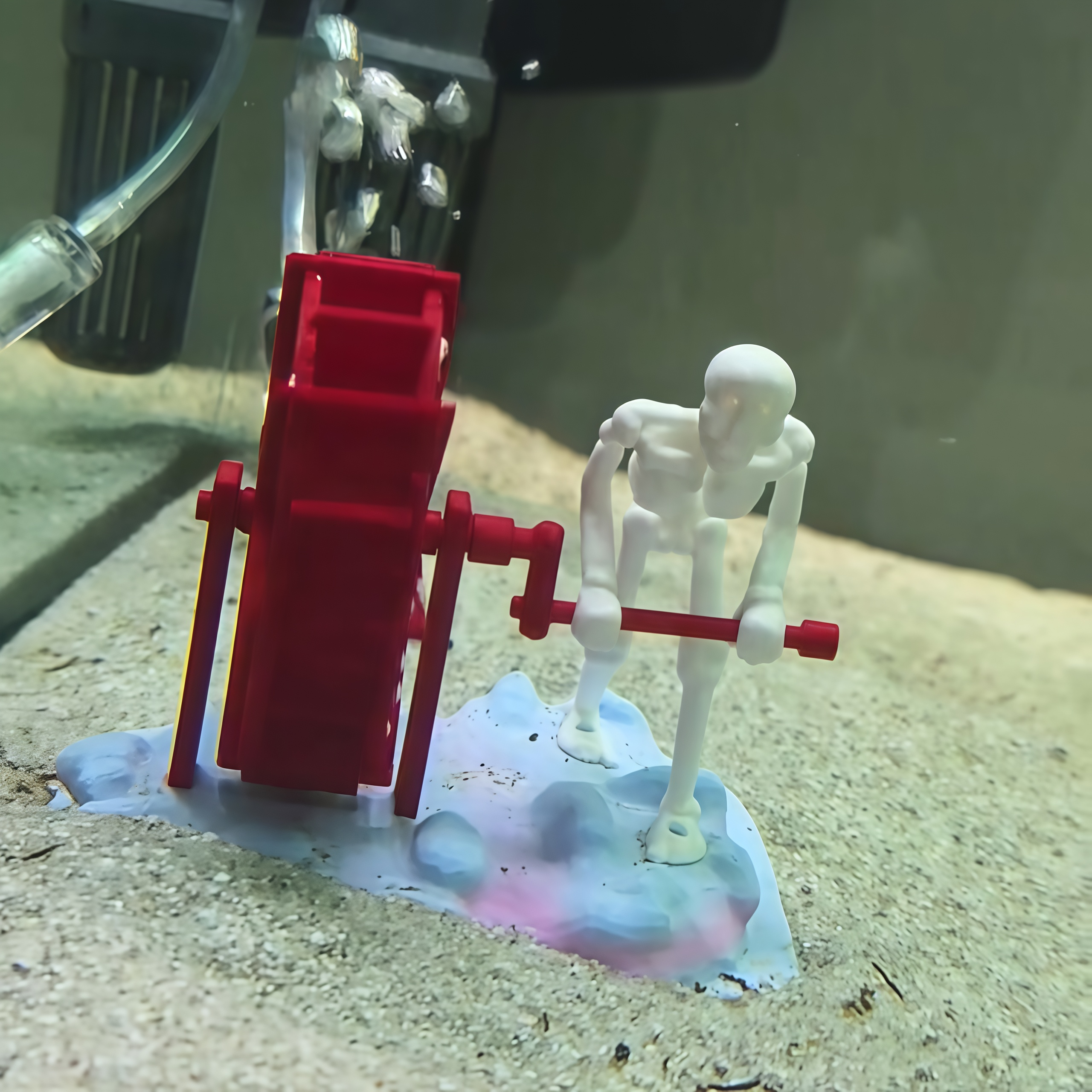 打工的骷髅人水族箱造景摆件