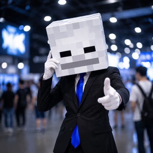 我的世界小白头套cosplay纸膜头盔骷髅万圣节漫展道具mc周边玩具
