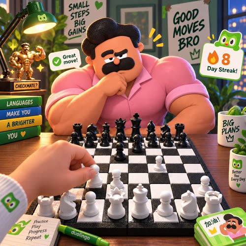 多邻国同款国际象棋Oscar卷轴棋格盘象棋套装Duolingo棋子玩具