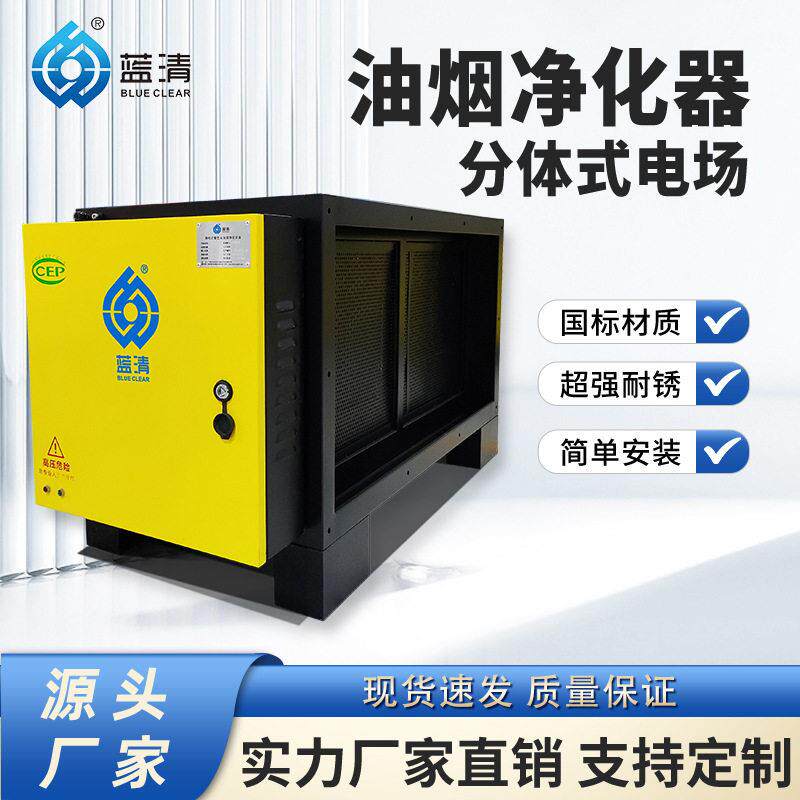 蓝清效型油烟净化器不锈钢电场餐饮酒店学校食堂厨房净化器厂家