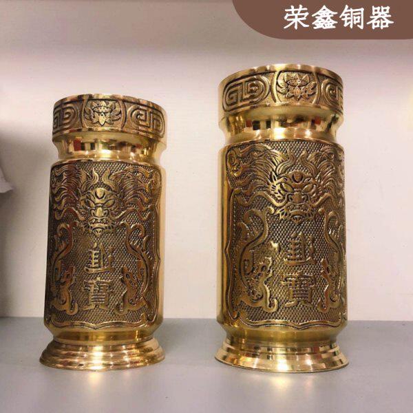 纯铜香筒 线香筒 铜香桶 线香桶 插香桶 摆件 古式香筒