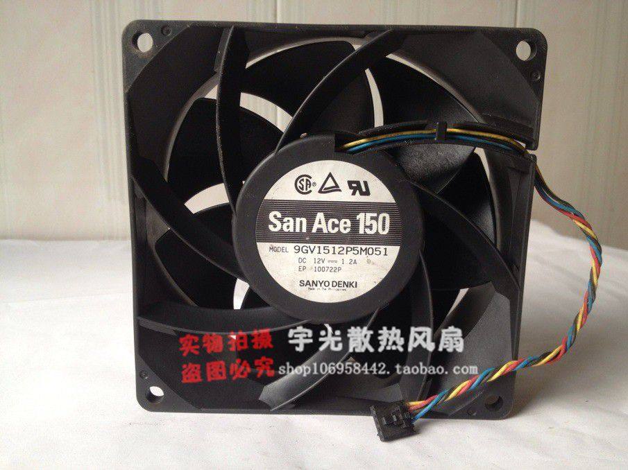 原装三洋15050 12V 1.2A 4线 15CM双滚珠散热风扇9GV1512P5M051