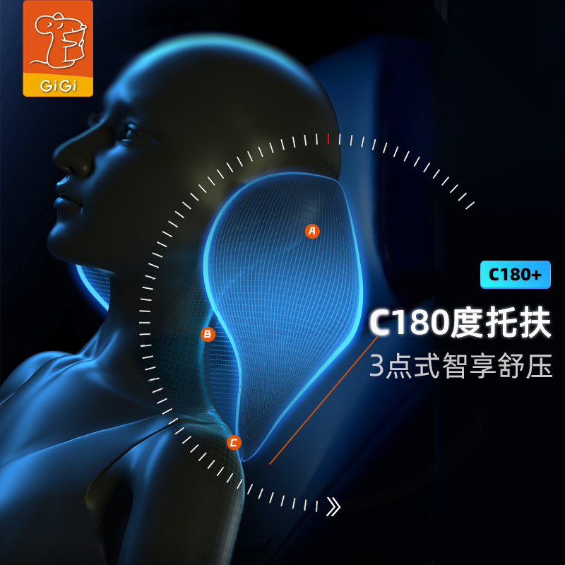 GiGi汽车头枕腰靠套装 司机驾驶颈枕靠背垫四季腰背垫靠枕一对