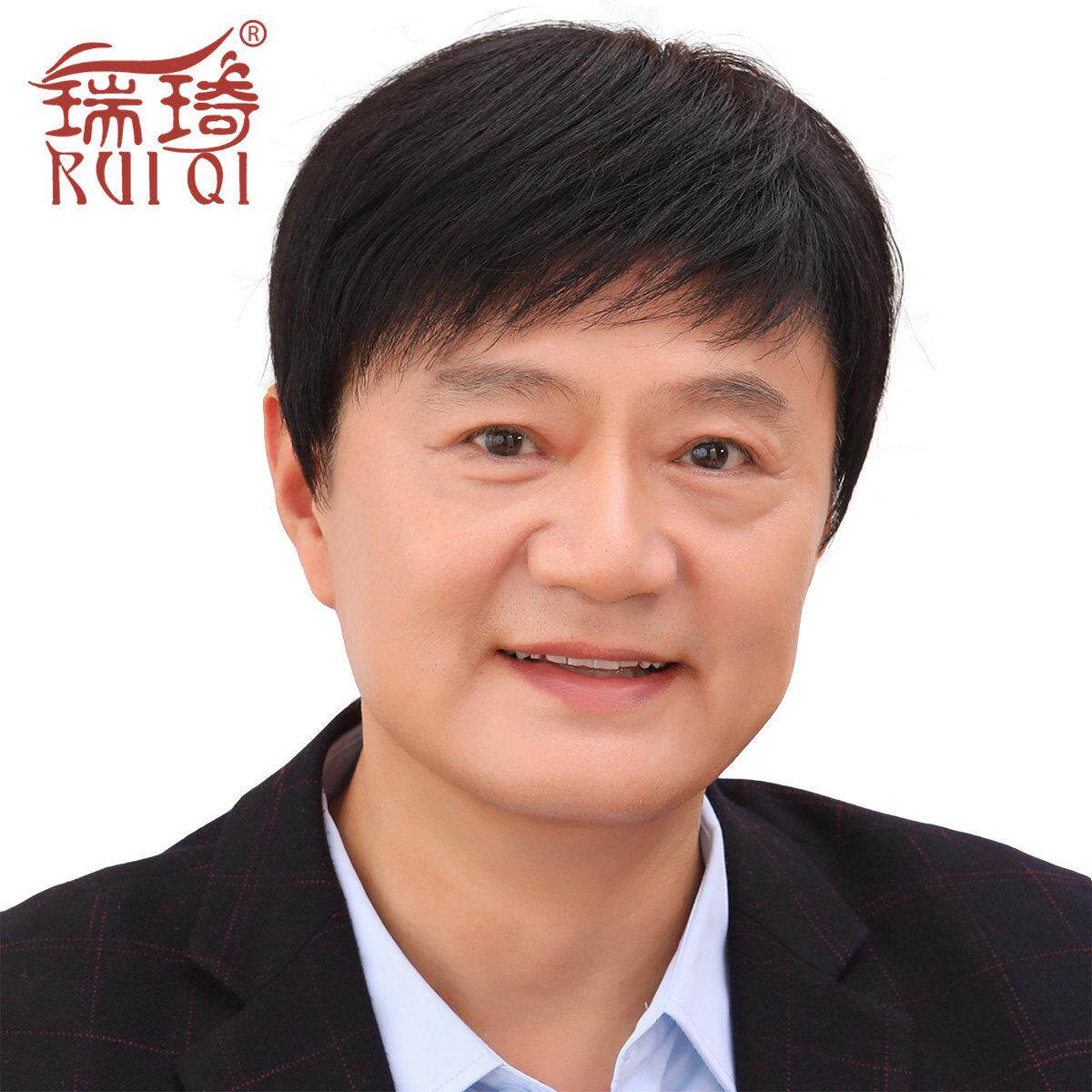 假发男FUZ式短发韩版气中老真年假发套男轻士真人发发薄透气全头