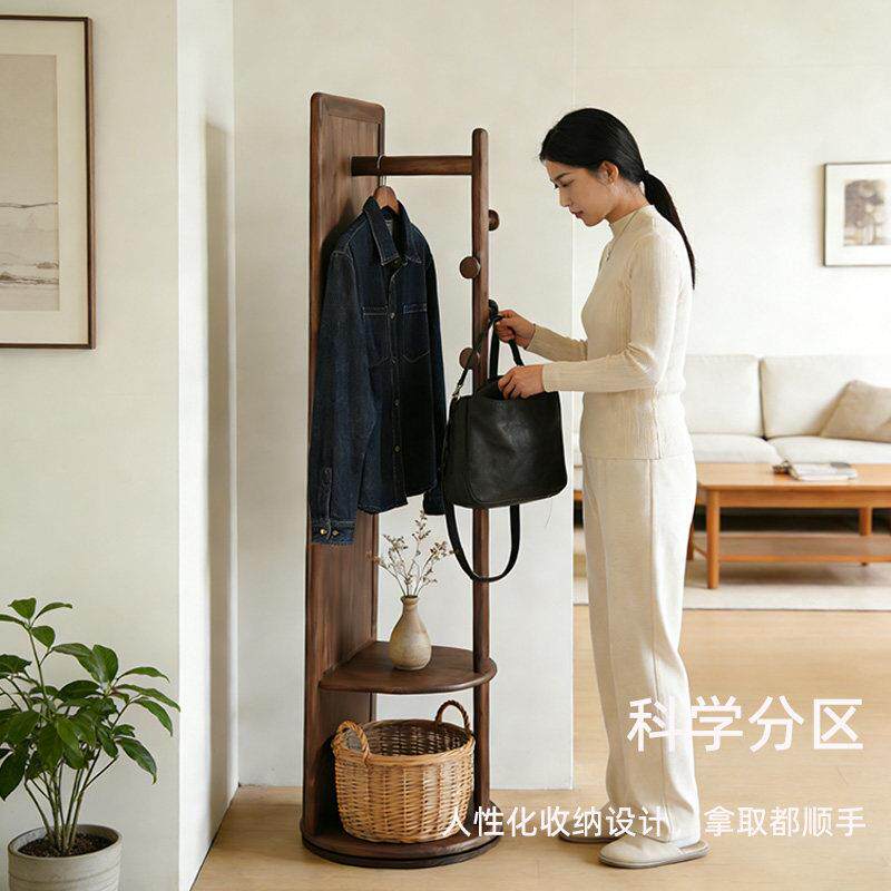 赖黑氏家具北美胡桃实木衣帽架卧室实服DH-P01-P架子客厅衣木帽挂