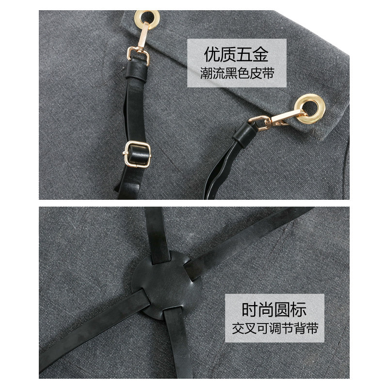 高级咖啡师围裙定制手工匠人园艺奶茶店餐饮专用帆布背带工作服男