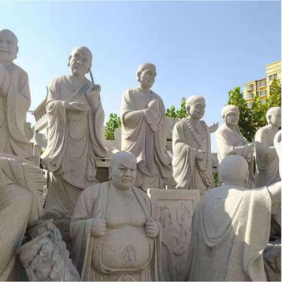 厂家制作石雕佛像 花岗岩十八罗汉站像雕塑 寺庙家祠供奉佛像