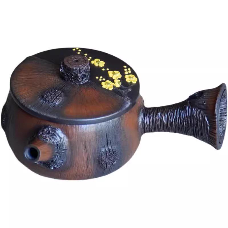 云南建水紫陶茶壶家用紫砂壶陶瓷单壶功夫茶具浮雕手工紫陶壶柴烧