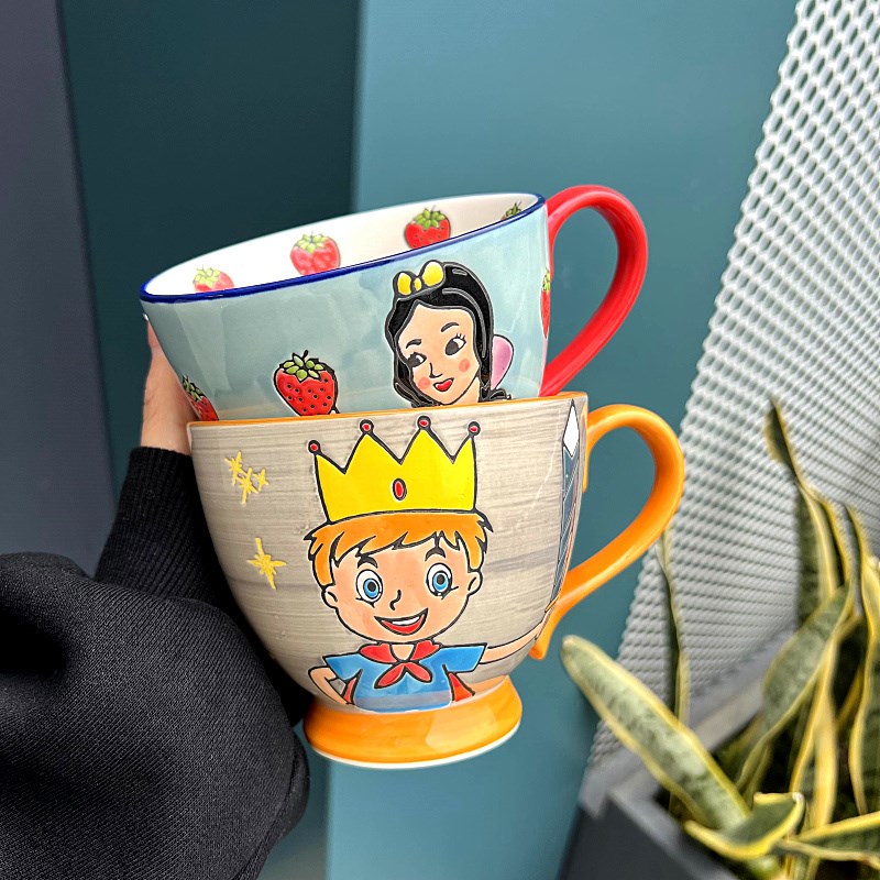 手工手绘陶瓷早餐杯创意牛奶燕麦片杯情侣咖啡杯大容量喝水杯子