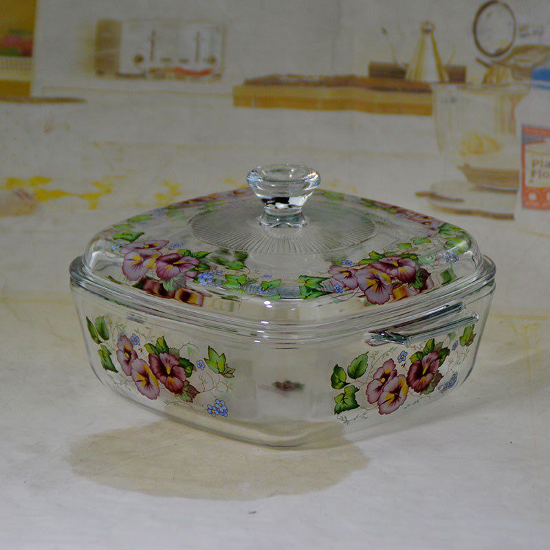 韩式圆形汤盘玻璃盘碗餐具汤盘汤碗加厚方盘个性饭碗家用耐冷耐热