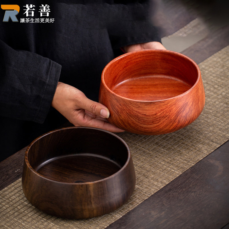 黑檀木茶洗花梨木实木建水大容量废水茶渣缸水孟杯洗茶道配件大全