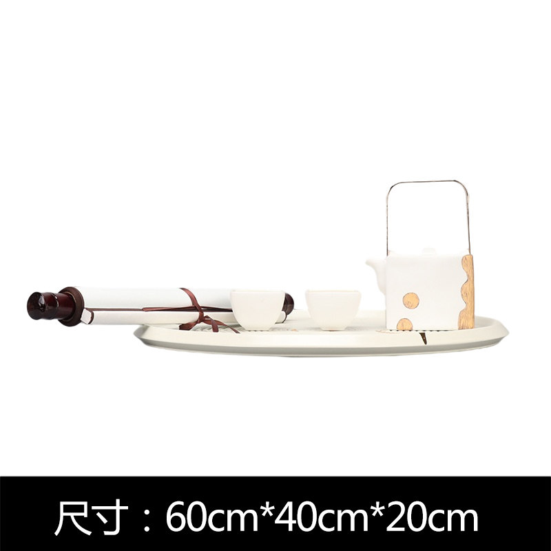 新中式禅意托盘茶具组合装饰摆件样板房客厅桌面茶室茶几软装饰品
