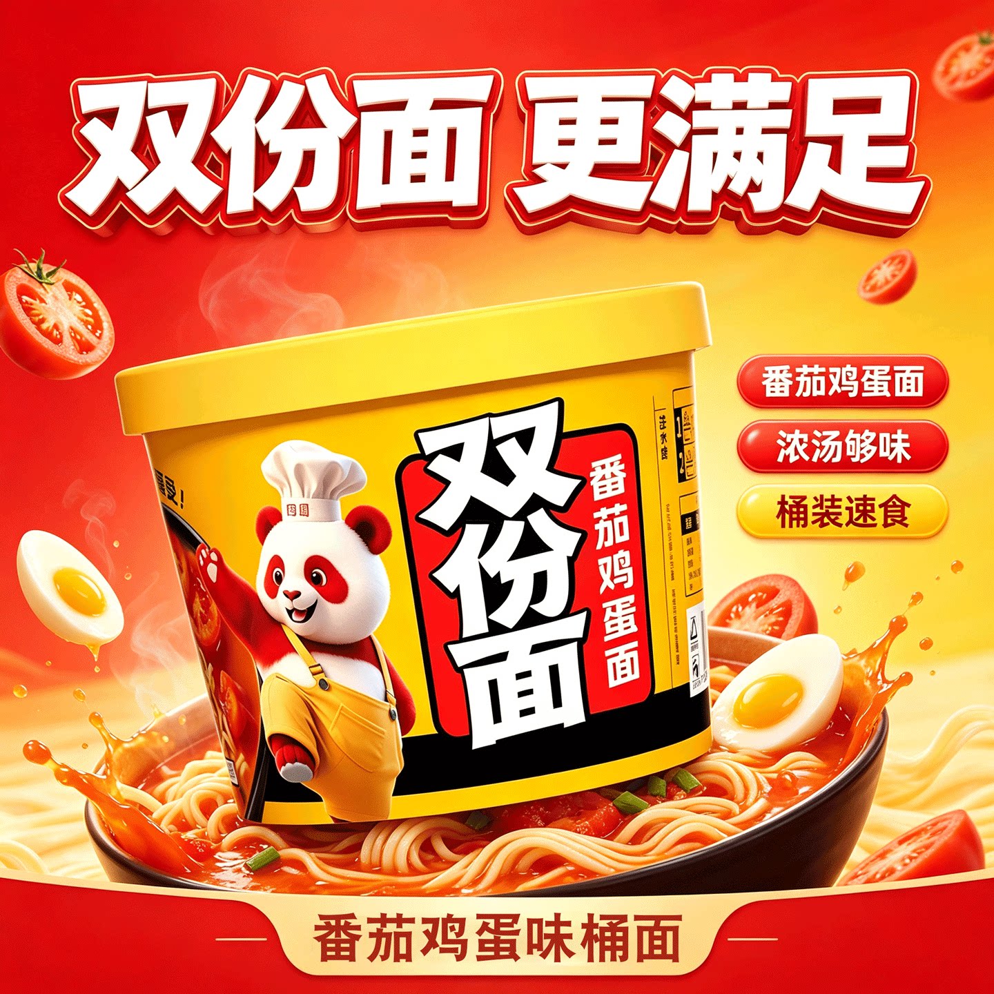国圆番茄鸡蛋泡面桶装夜宵速食