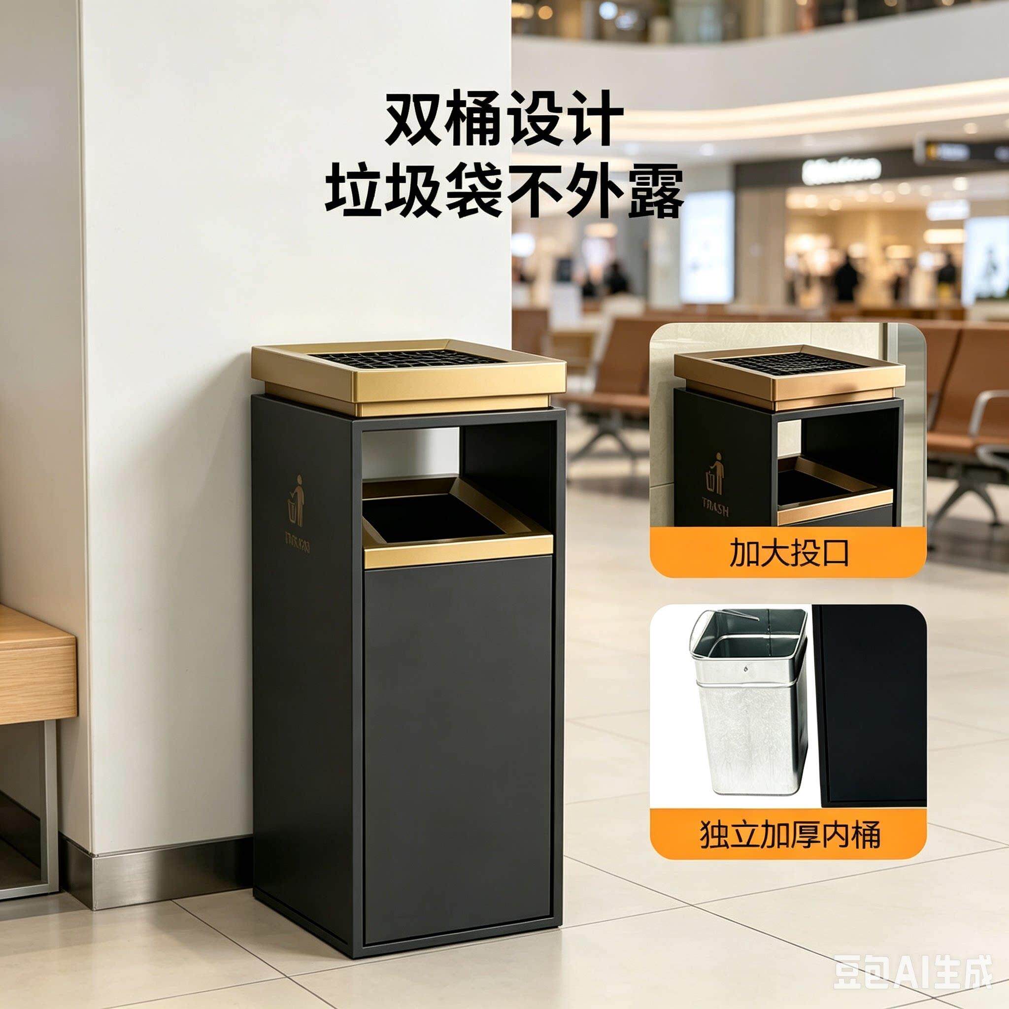 商酒店大灰堂垃圾桶不锈钢用带烟缸立式走廊专用电梯口场果XY-56