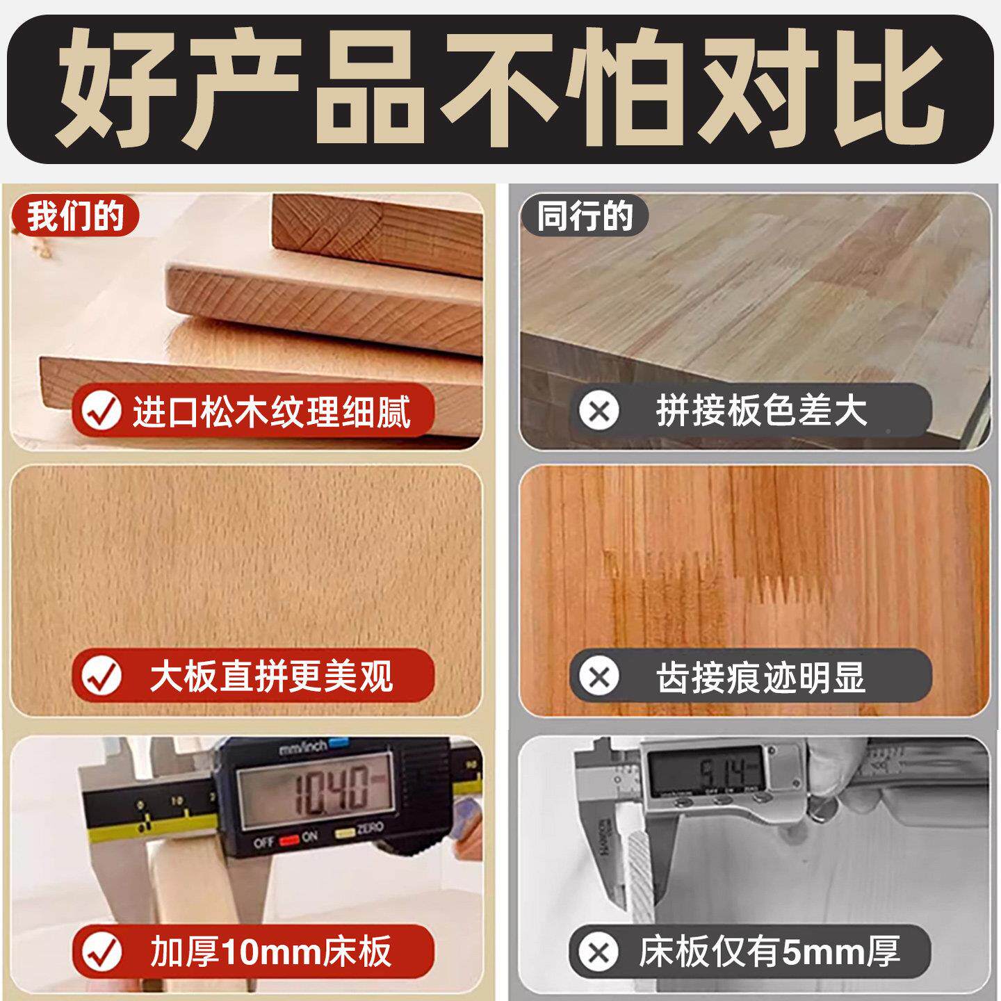 上铺双儿层床实木上下床小户型高下低床多功能童床弯腿原木层加厚