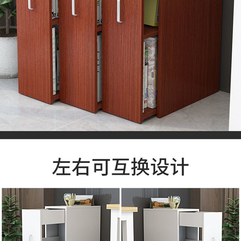 小柜子侧拉式移动书橱带门伸缩防尘储物收纳柜窄推拉隐形抽拉书柜