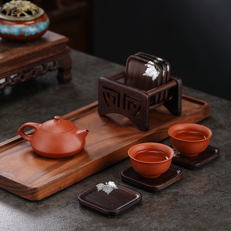 黑檀实木茶杯垫茶道功夫茶杯托高端家用隔热垫茶具配件收纳摆件