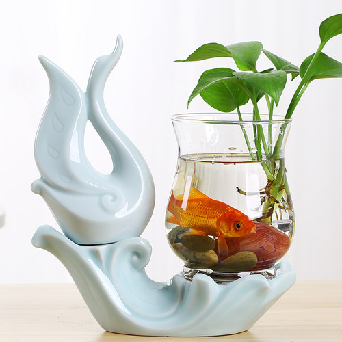 水培天鹅陶瓷透明玻璃花瓶容器绿萝花盆圆球形鱼缸水养小号器皿