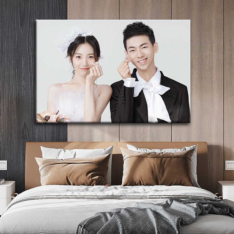 时光有约婚纱照放大挂墙相框3648寸无框油画定制影楼床头结婚照片