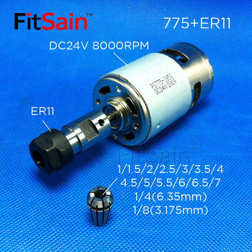 FitSain-775+ER11雕刻机主轴电机DIY延长杆 夹刀杆雕刻机夹刀套