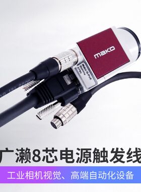 AVT大恒灰点PointGrey FLIR CCD工业相机HRS广濑8芯电源IO触发线