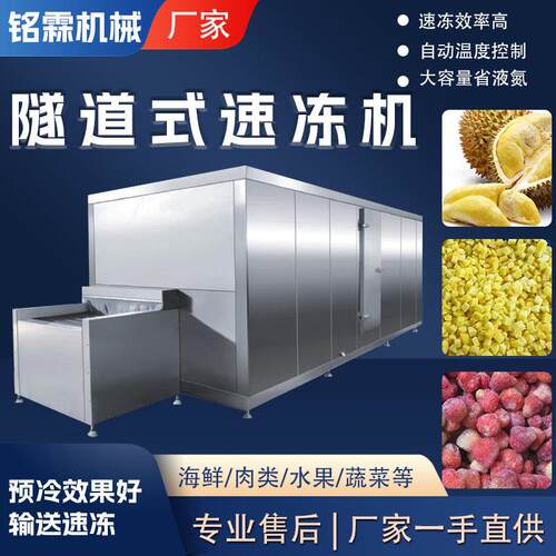 自动化馄饨饺子汤圆隧道式速冻机不锈钢果蔬预制菜极速冷冻设备