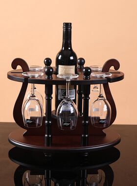 木质红酒架高脚杯倒挂葡萄酒架摆件高档红酒展示架客厅电视柜摆