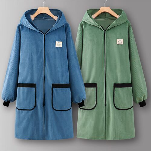 防污可爱男罩衣秋冬耐脏女新款工作服时尚灯芯绒围裙厨房家用长袖