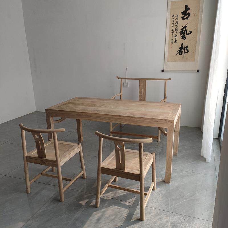 实木茶桌椅组合简约功夫茶几新中式茶台禅意泡茶桌套装一体桌五椅
