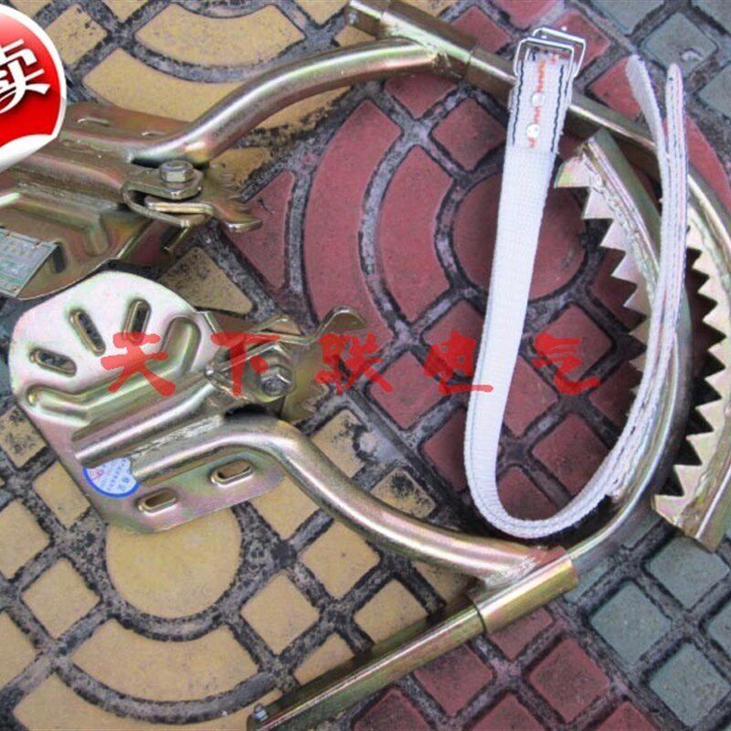 正品冀泰上树工具爬木杆爬树脚扣铁鞋加厚 活动式可调带齿250mm