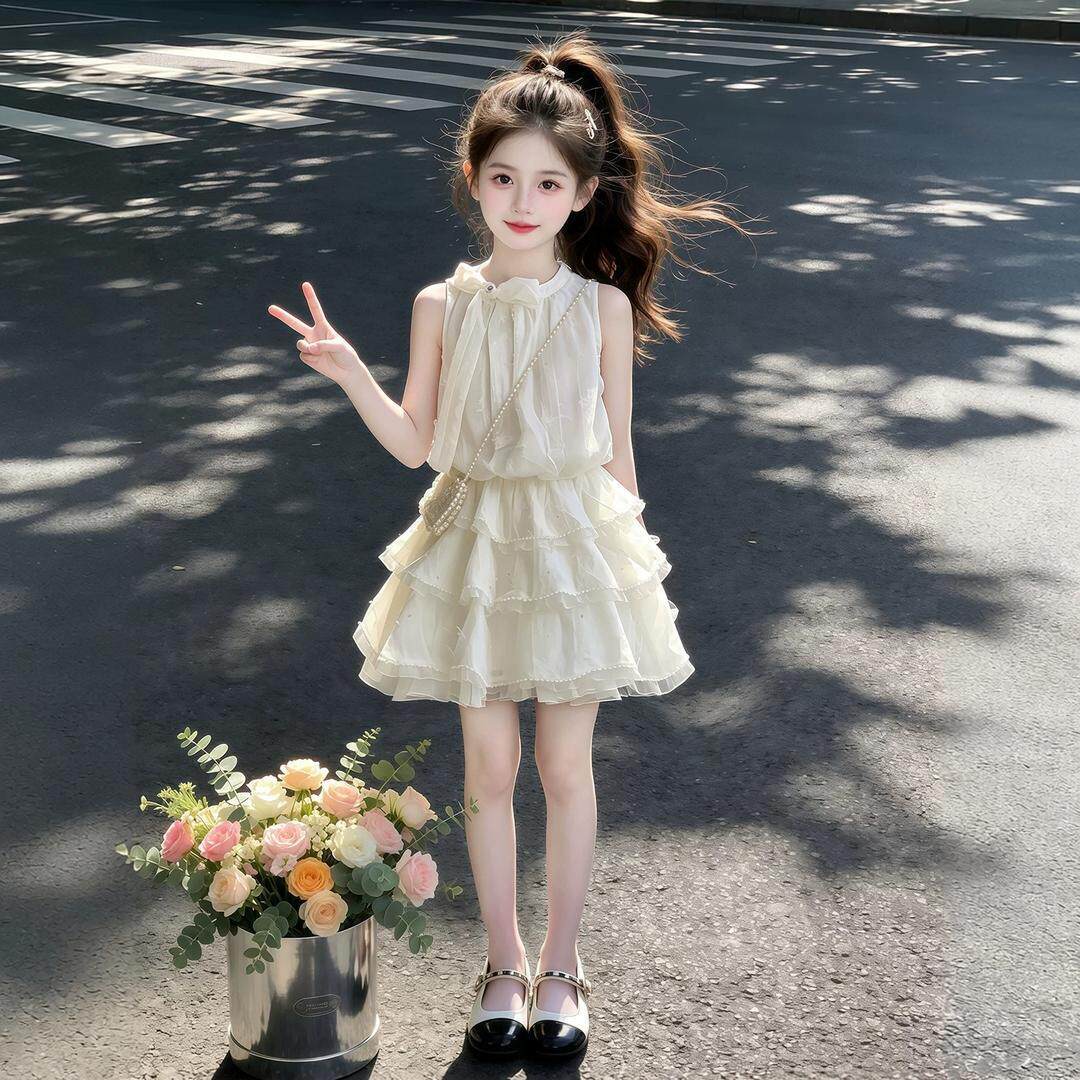 女童连衣裙夏季新款洋气6 12岁夏装超好看小女孩白色公主裙潮