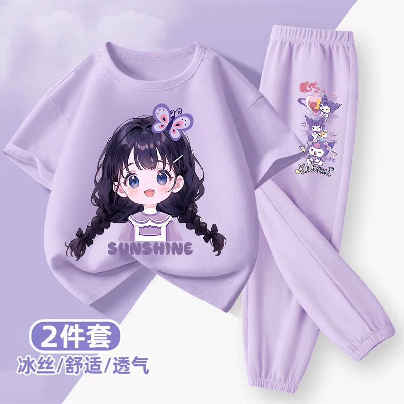 女童夏季薄款洋气纯棉短袖套装新款中大童装女孩休闲潮流夏装