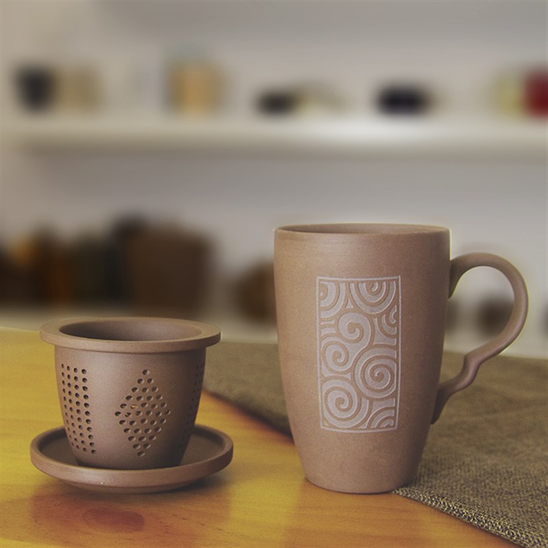 宝爵炻器品茗杯能量水杯泡茶杯过滤带盖功夫茶杯会议水杯分离茶水
