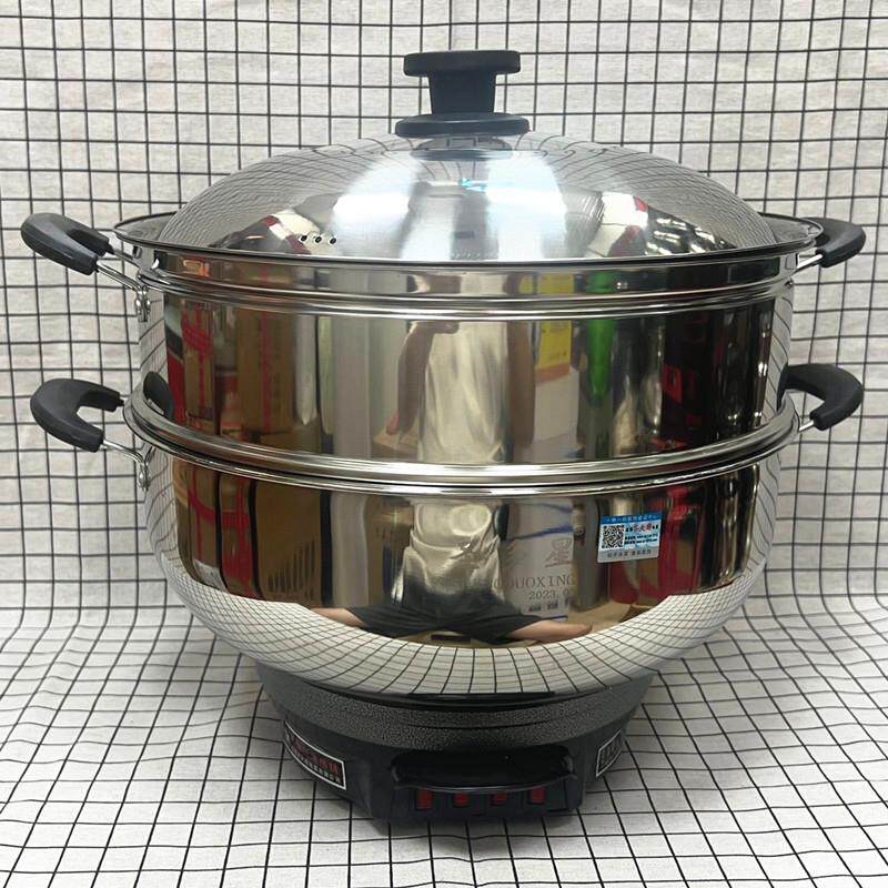 加厚款八代不锈钢电热锅28cm-30cm-32cm-40cm电炒锅+电火锅多用锅