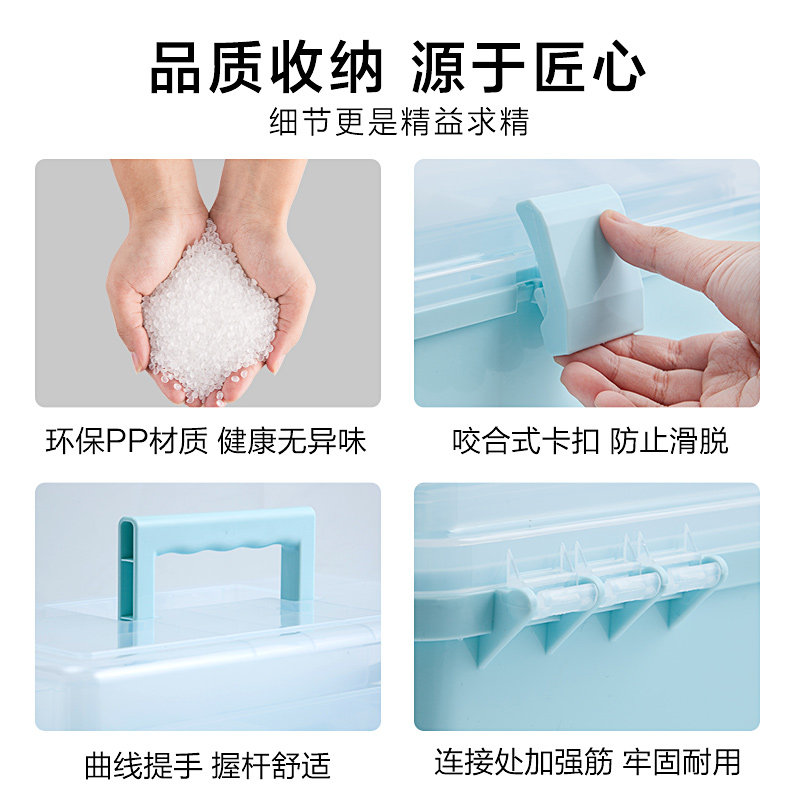 美术工具箱中小学生多功能画画箱手提式家用整理箱首饰耳环收纳盒
