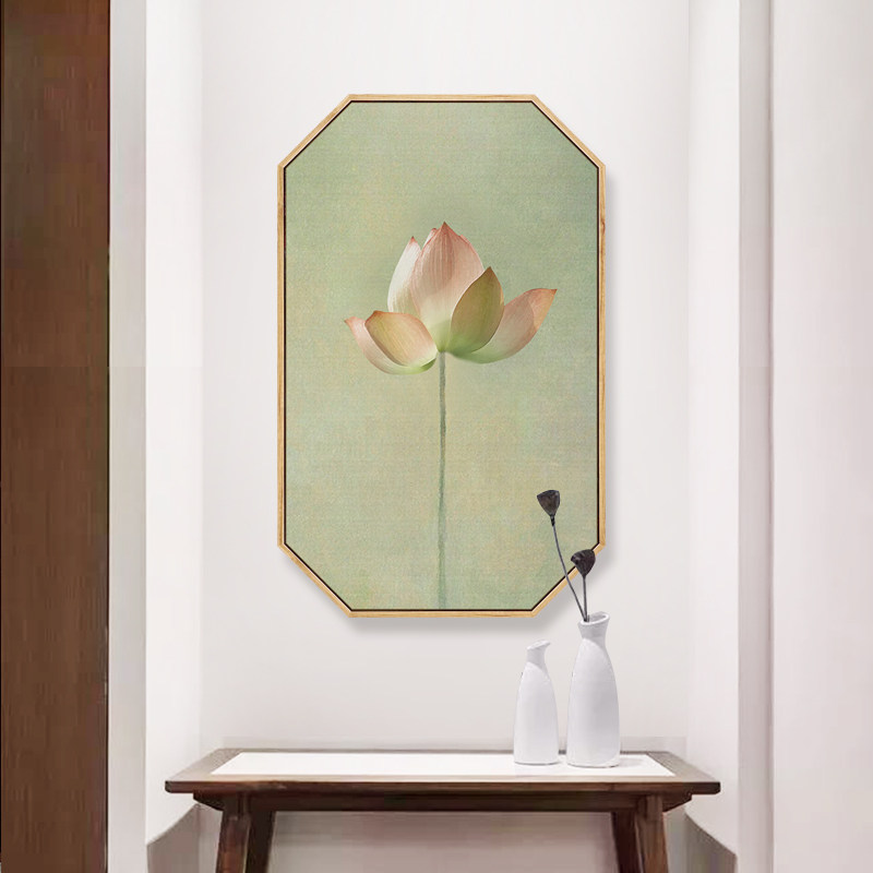 新中式荷花装饰画客厅禅意挂画茶室墙画莲花壁画中国风客厅墙饰