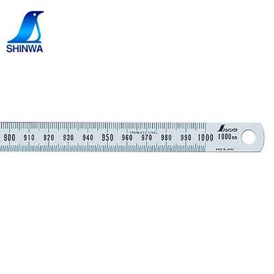 日本企鹅SHINWA亲和窄型亚光不锈钢直尺钢板尺1m1.5m红数字13277